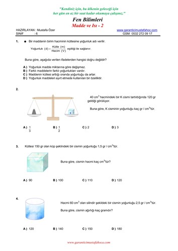 6. SINIF MADDE ve ISI - 2
