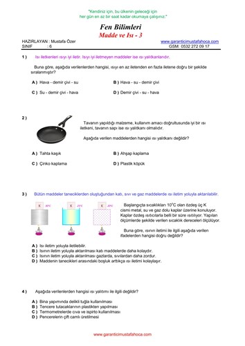6. SINIF MADDE ve ISI - 3