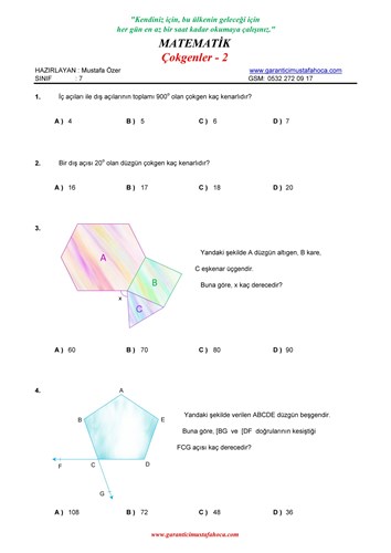 7.Sınıf Çokgenler - 2