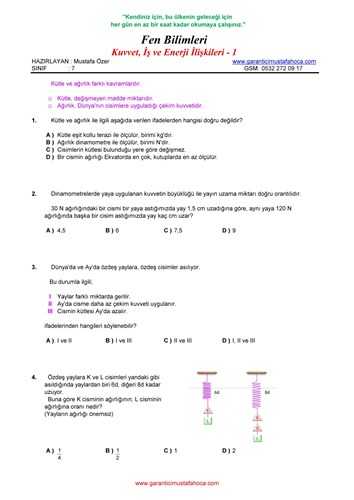 7.Sınıf Kuvvet ve Enerji - 1