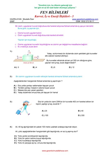 7.Sınıf Kuvvet ve Enerji - 3