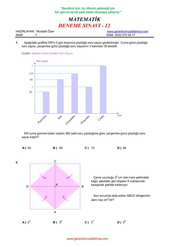 7.Sınıf Matematik Deneme - 12