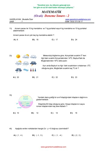 7.Sınıf Matematik Ocak Ayı Deneme - 2