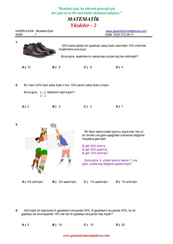 7.Sınıf Yüzdeler - 2