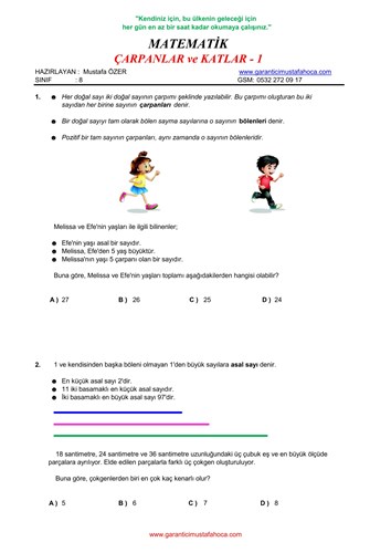 Çarpanlar ve Katlar - 1
