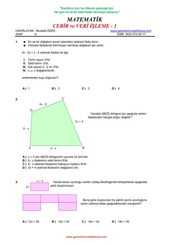 CEBİR ve VERİ İŞEME - 1