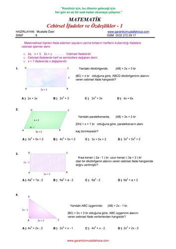Cebirsel İfadeler - 1