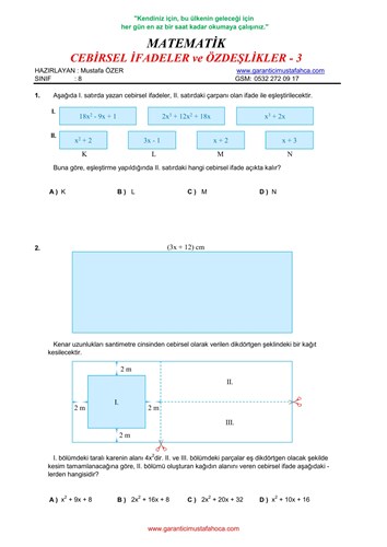 Cebirsel İfadeler - 3