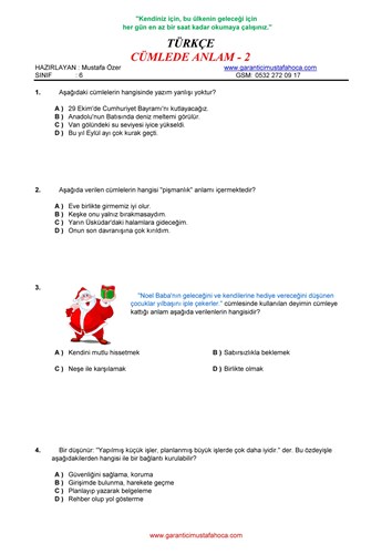 CÜMLEDE ANLAM - 2