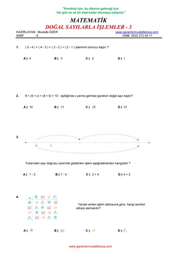 Doğal Sayılarla İşlemler - 3