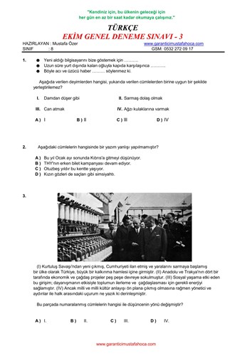 EKİM GENEL DENEME SÖZEL - 3