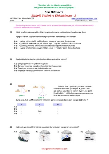 Elektrik Yükleri ve Elektriklenme - 2