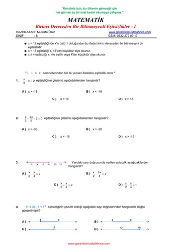 Eşitsizlikler - 1