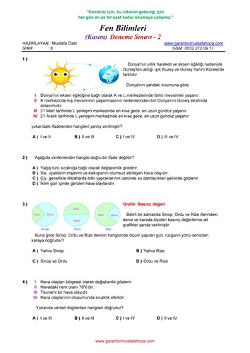 Fen Kasım Deneme - 2