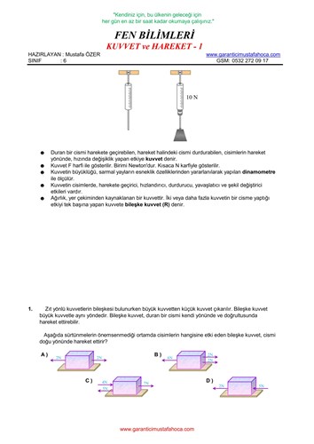 Kuvvet ve Hareket - 1
