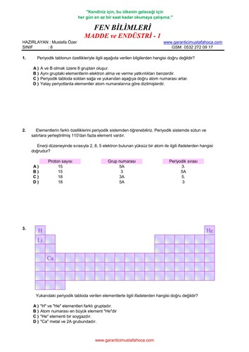 Madde ve Endüstri - 1