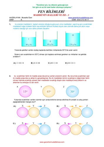 Maddenin Isı ile Etkileşimi - 1
