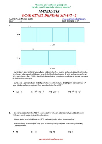 OCAK GENEL DENEME SAYISAL - 2