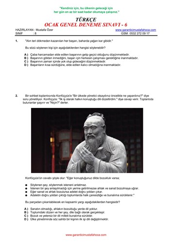 OCAK GENEL DENEME SÖZEL - 6