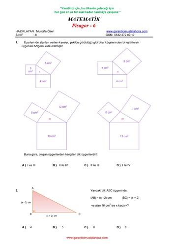 Üçgenler - 14  (Pisagor)